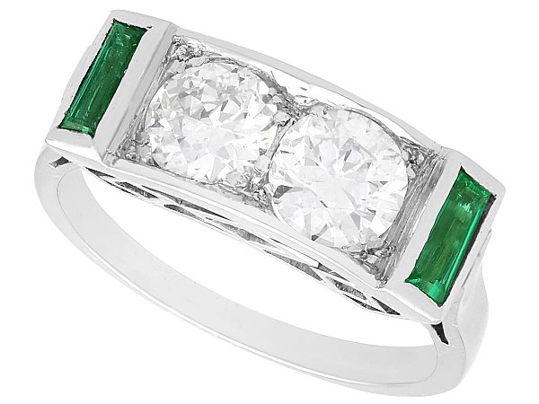 Diamond Ring with Synthetic Emeralds for Sale