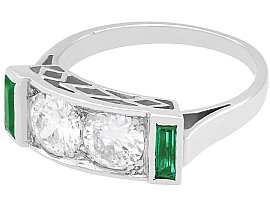 Diamond Ring with Synthetic Emeralds 