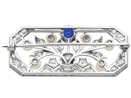 Sapphire Diamond and Pearl Brooch reverse