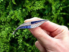 Sapphire and Diamond Leaf Brooch for Sale