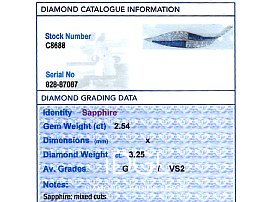 Sapphire and Diamond Leaf Brooch grading card