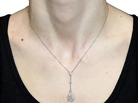 Edwardian Diamond Drop Necklace wearing