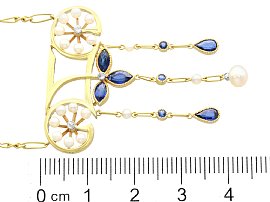 Art Nouveau Necklace in Gold with Sapphires and Pearls Ruler