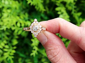 Marquise Shaped Diamond Cluster Ring in Yellow Gold