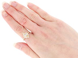 Gold Marquise Shape Cluster Diamond Ring wearing