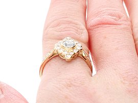 Marquise Shape Cluster Ring in Gold wearing