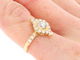 Marquise Shape Cluster Ring in Gold wearing