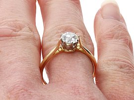 0.8 Carat Diamond Ring in Yellow Gold On Hand 