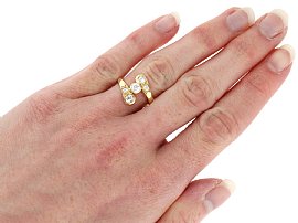 Diamond Twist Ring Yellow Gold wearing