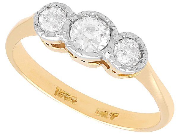 Yellow Gold Diamond Ring with Platinum Setting for Sale