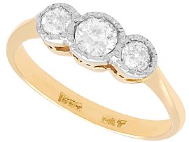 Antique 0.46ct Diamond and 18ct Yellow Gold Trilogy Ring