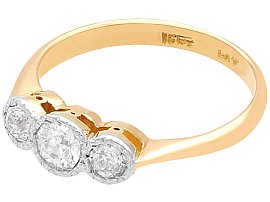 Yellow Gold Diamond Ring with Platinum Setting