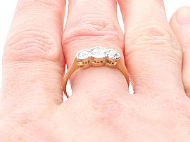 Yellow Gold Diamond Ring with Platinum Setting wearing