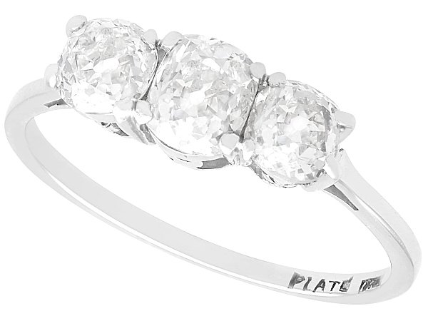 1920s 3 Stone Diamond Ring in White Gold