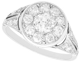 1920s 1.25ct Diamond and 18ct White Gold Cluster Ring
