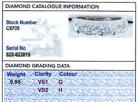 Second Hand White Gold Half Eternity Ring grading card 