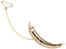 Sapphire Crescent Brooch in Yellow Gold reverse 