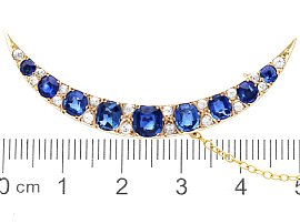 Sapphire Crescent Brooch in Yellow Gold size