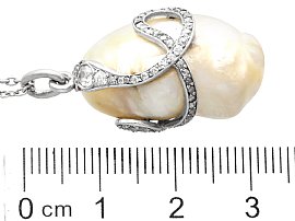 Pearl and Diamond Snake Pendant size