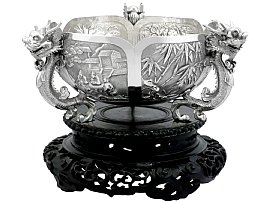 Chinese Export Silver Bowl on Stand - Antique Circa 1890