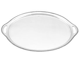 Sterling Silver Oval Drinks Tray - Antique George V; C8724