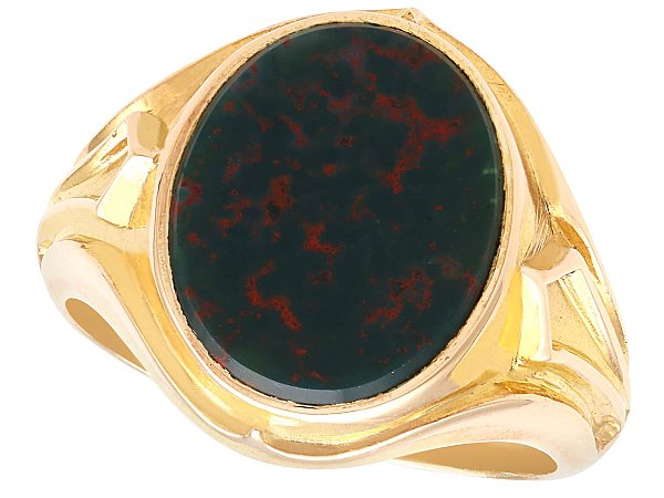 Antique Bloodstone Signet Ring in Yellow Gold
