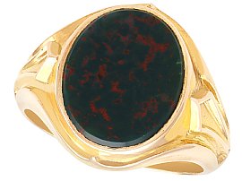 2.42ct Bloodstone and Antique 14ct Yellow Gold Signet Ring