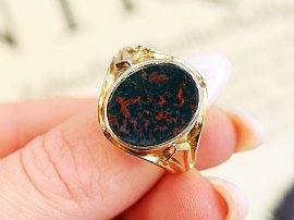 Antique Bloodstone Signet Ring in Yellow Gold