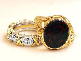 Antique Bloodstone Signet Ring in Yellow Gold