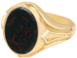 Antique Bloodstone Signet Ring in Yellow Gold