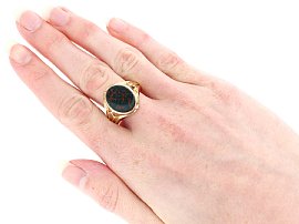 Bloodstone Signet Ring Wearing Image