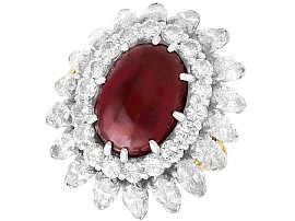 Vintage 6.95ct Cabochon Burmese Ruby and 4.80ct Diamond, 18ct Yellow Gold Ring