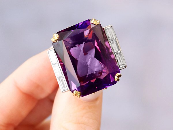 antique amethyst ring with diamonds