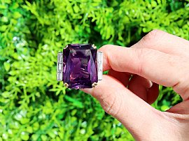 Emerald Cut Amethyst Ring in Yellow Gold