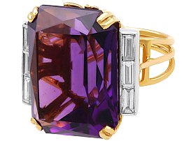 Emerald Cut Amethyst Ring in Yellow Gold