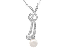 Edwardian Pearl and 0.67ct Diamond, 12ct White Gold Pendant