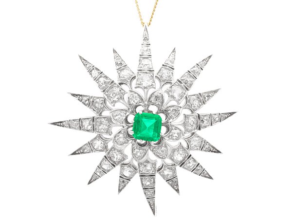 Victorian Emerald and Diamond Star Brooch