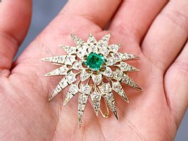 Victorian Emerald and Diamond Star Brooch