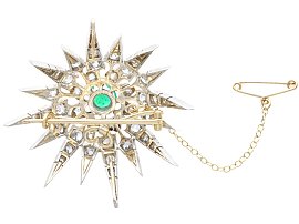 Victorian Emerald and Diamond Star Brooch reverse 