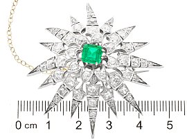 Victorian Emerald and Diamond Star Brooch size