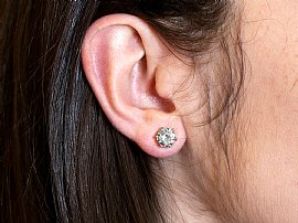 2.65 Carat Diamond Stud Earrings wearing