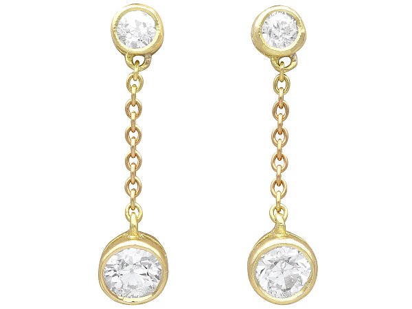 Double Diamond Drop Earrings for Sale