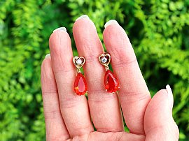 Pear Cut Fire Opal Earrings in Gold