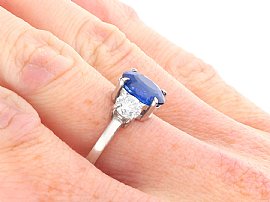 3 Carat Sapphire Ring with Diamonds Wearing