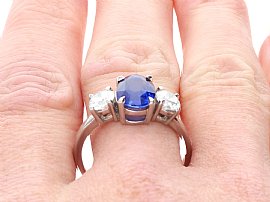 Wearing 3 Carat Sapphire Ring with Diamonds