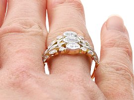 Diamond Dress Ring in Yellow Gold on Finger