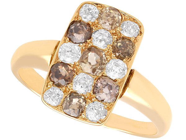 Antique Brown Diamond Ring with White Diamonds