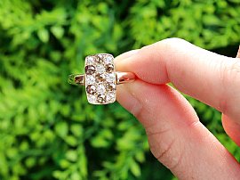 Antique Brown Diamond Ring with White Diamonds