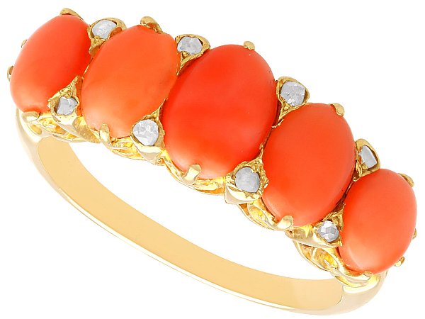 Antique Five Stone Coral Ring for Sale