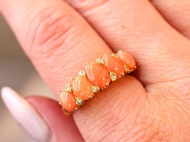 Antique Five Stone Coral Ring